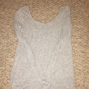 Grey off the shoulder long sleeve top